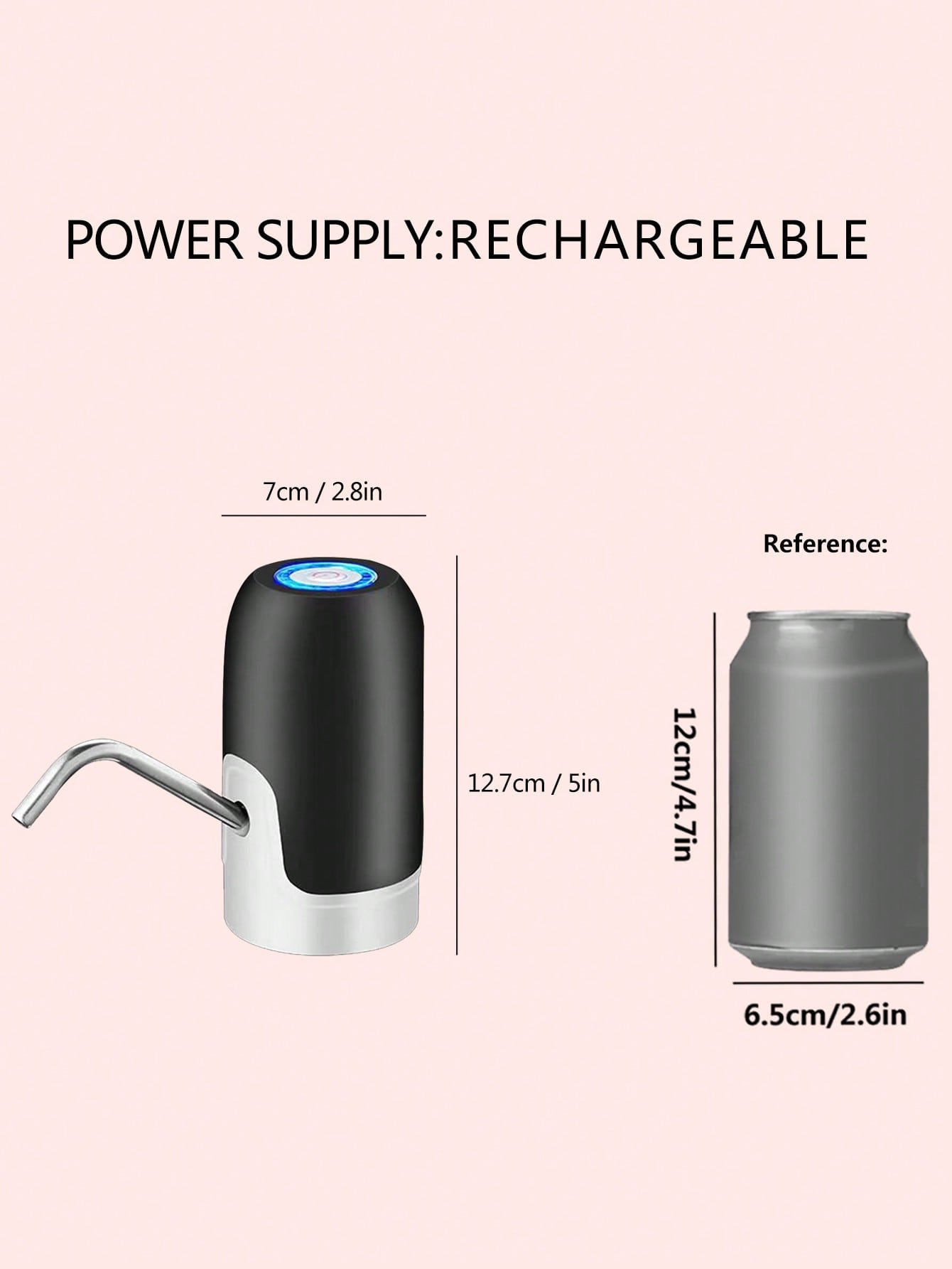 1pc USB Charging Automatic Drinking Water Dispenser-Black and White-7
