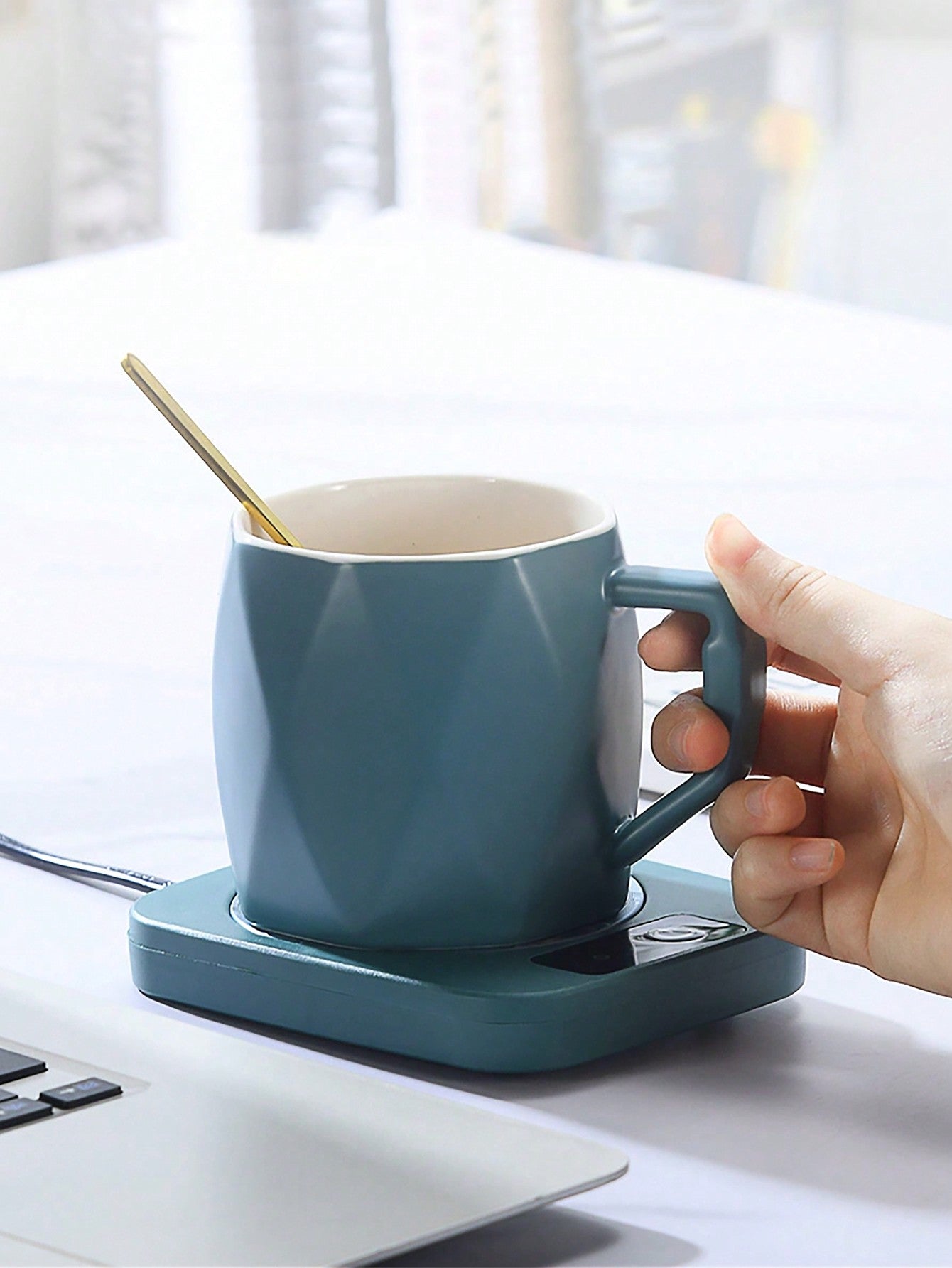Mini Coffee Mug Warmer, Touch Heating Coaster Waterproof Smart Drink Heated  Pads for Coffee/Tea/Milk/Water Black(US Plug 110V)