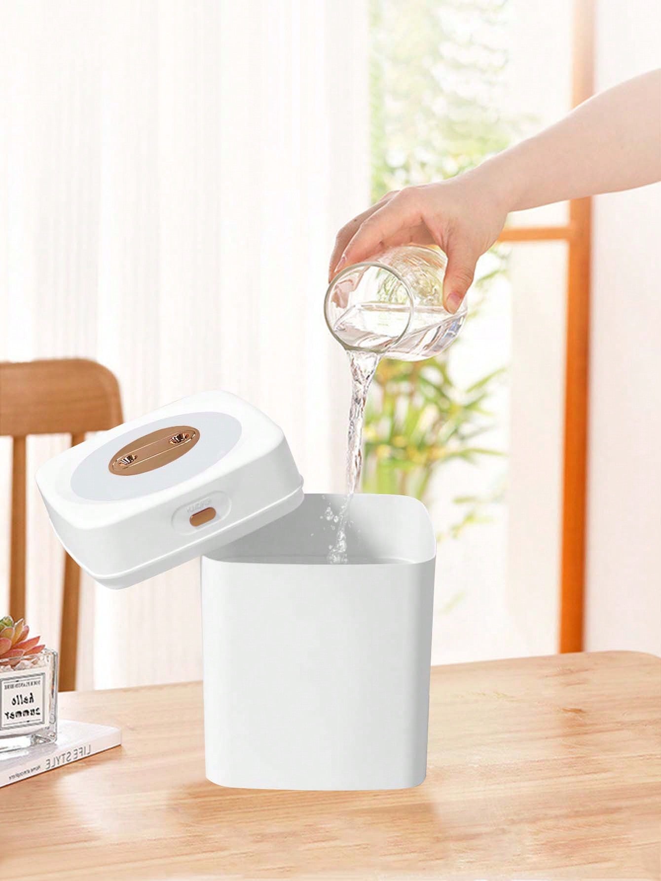 1pc 3l Capacity Double Spray White Desktop Humidifier With Ambient Light, For Home Use-White-2