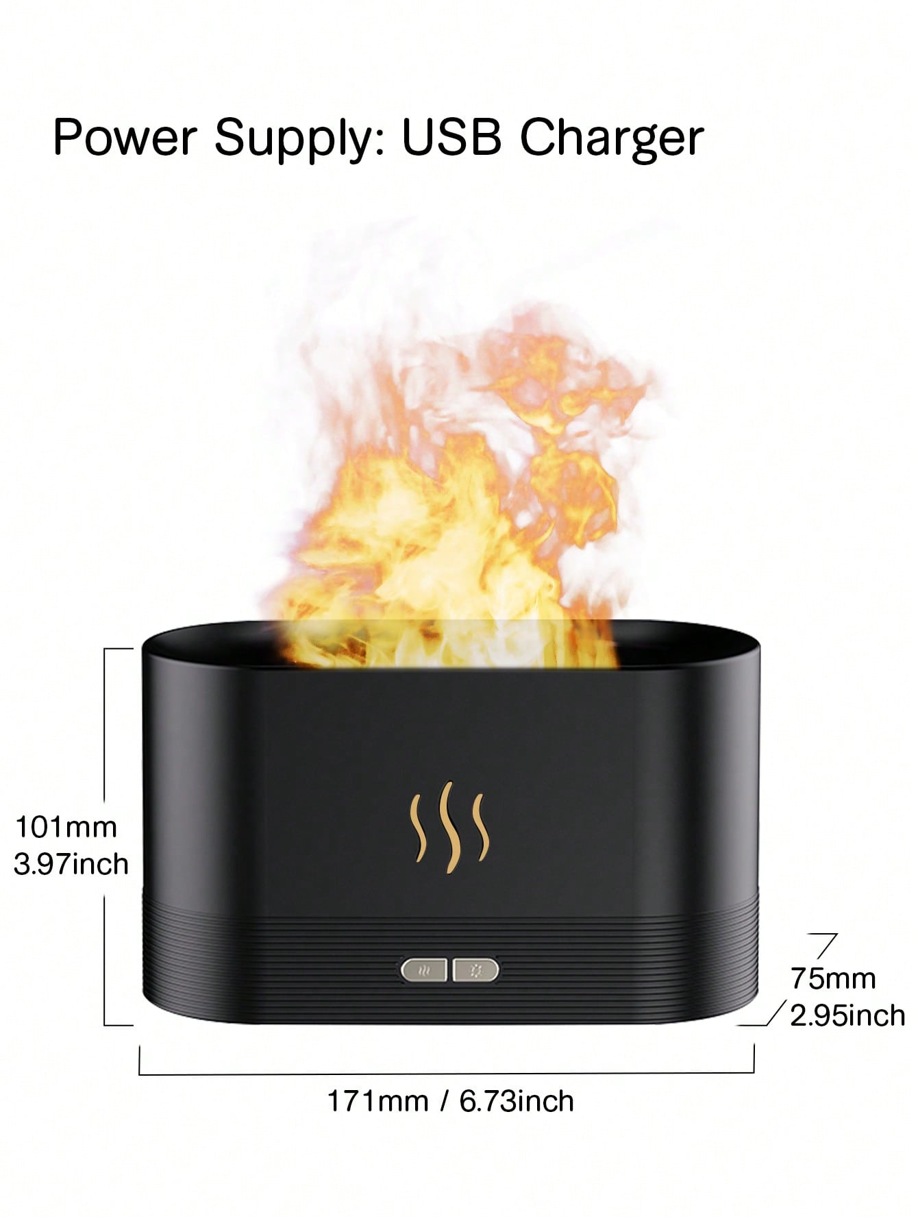 Realistic Flame Humidifier Aroma Essential Oil Diffuser 180ml – Kinscoter