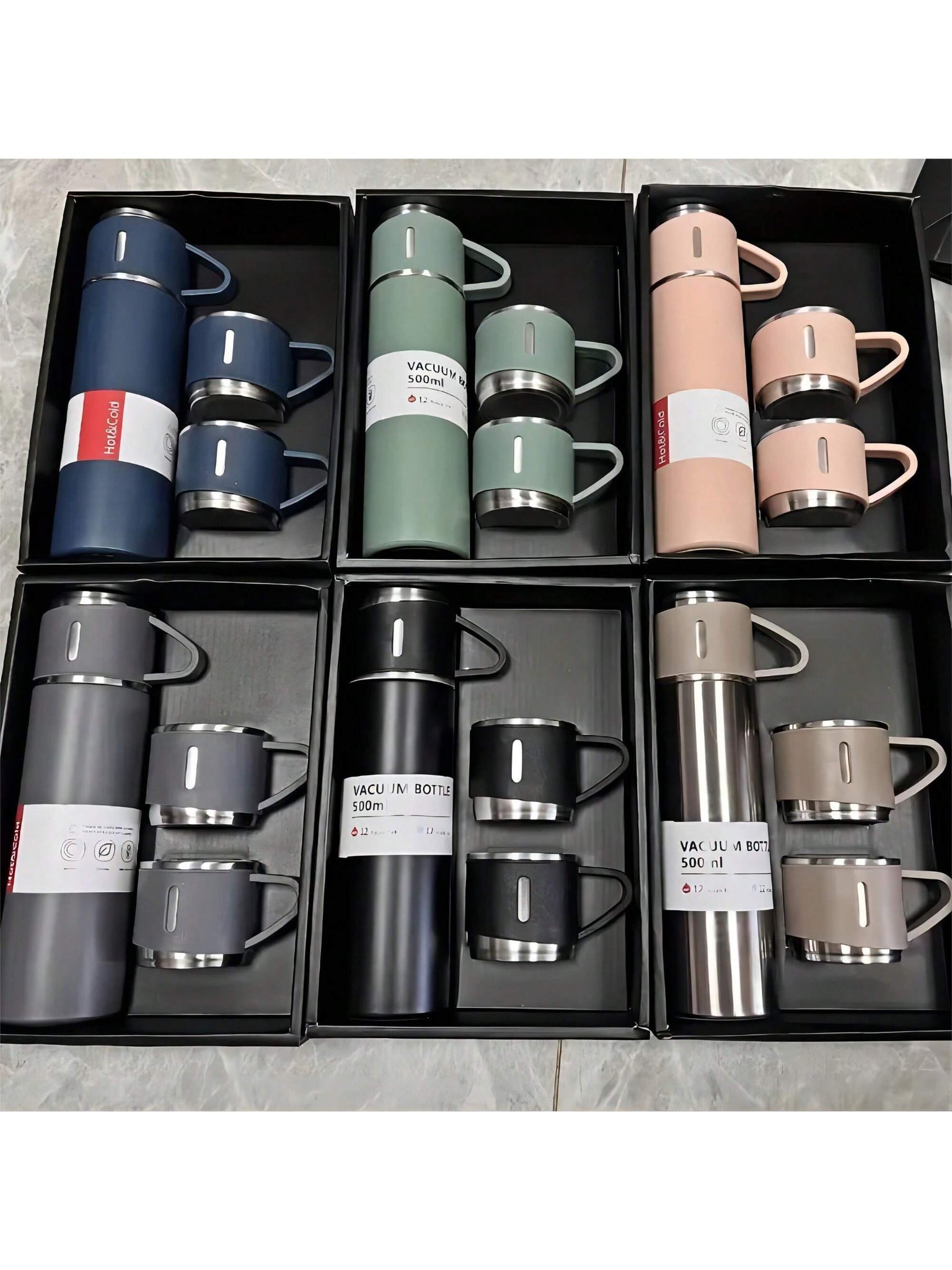 Vacuum Flask Set With 3 Cups - 500ml