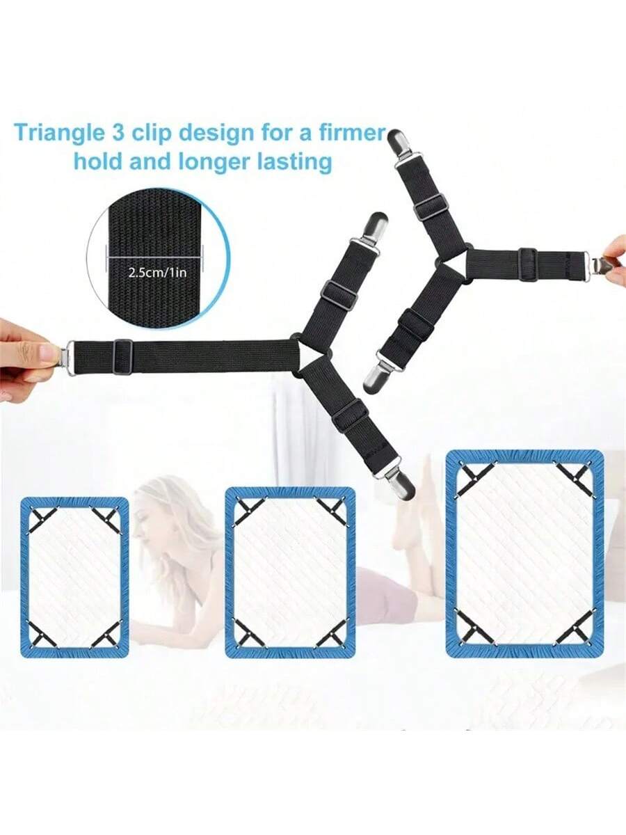 4pcs Easy To Install Bed Sheet Clips, Adjustable Elastic Fasteners For  Sheet, Keep Sheets Tidy And In Place