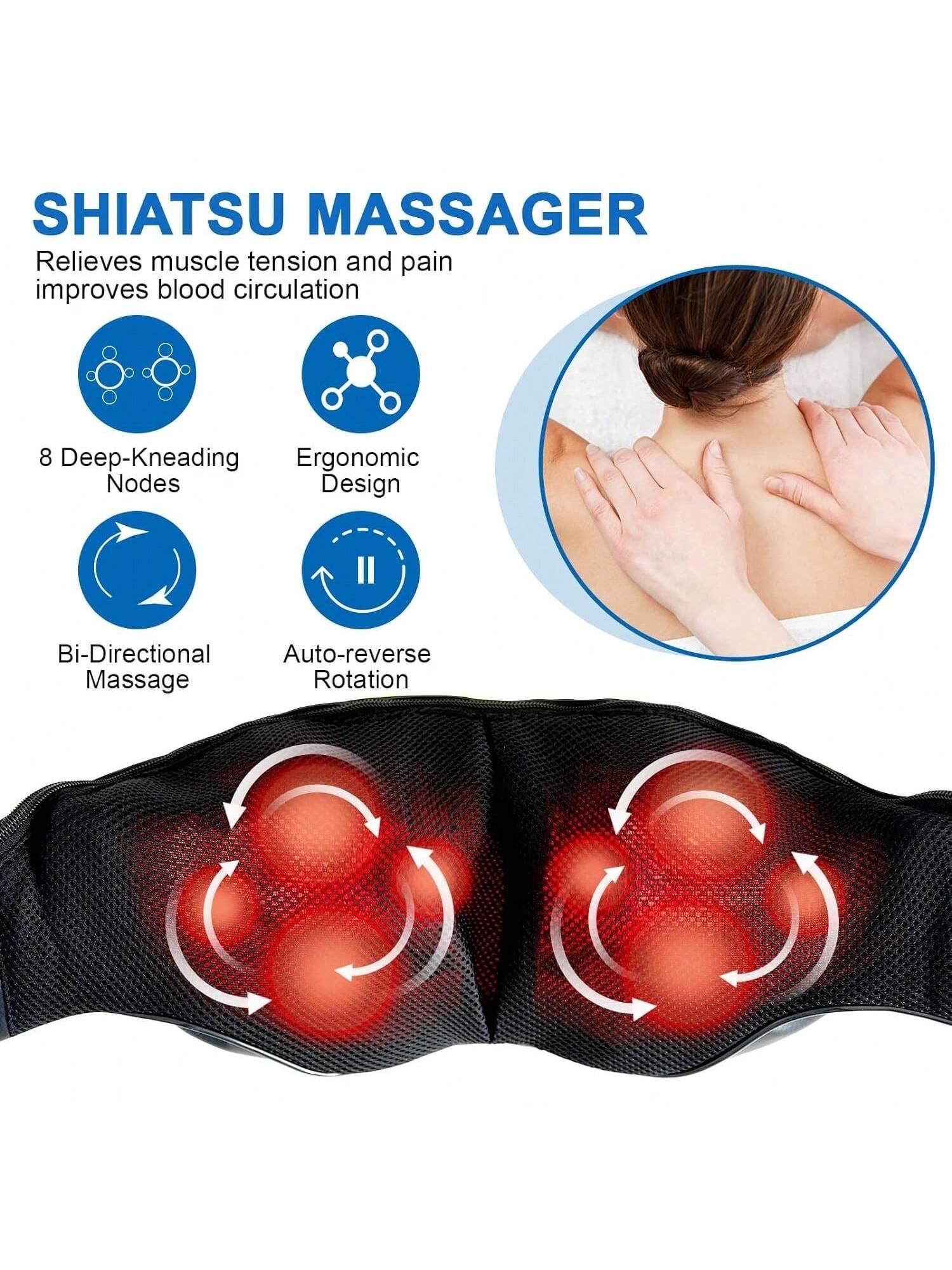 YONGSTYLE Neck Massager, Shiatsu Back Neck Massager with Heat, Back Ma –  vacpi