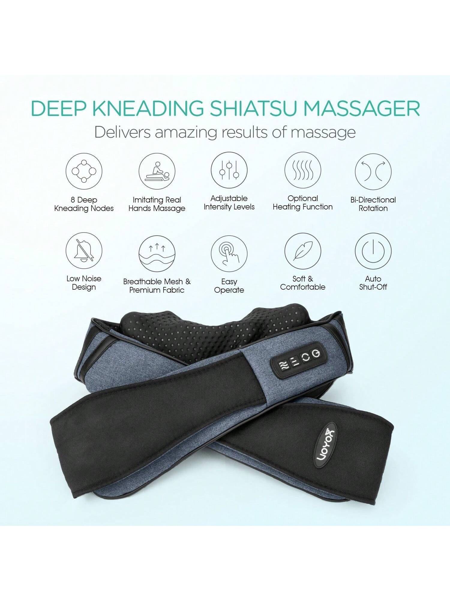 Back Neck Shoulder Massager with Heat, Shiatsu Electric Deep