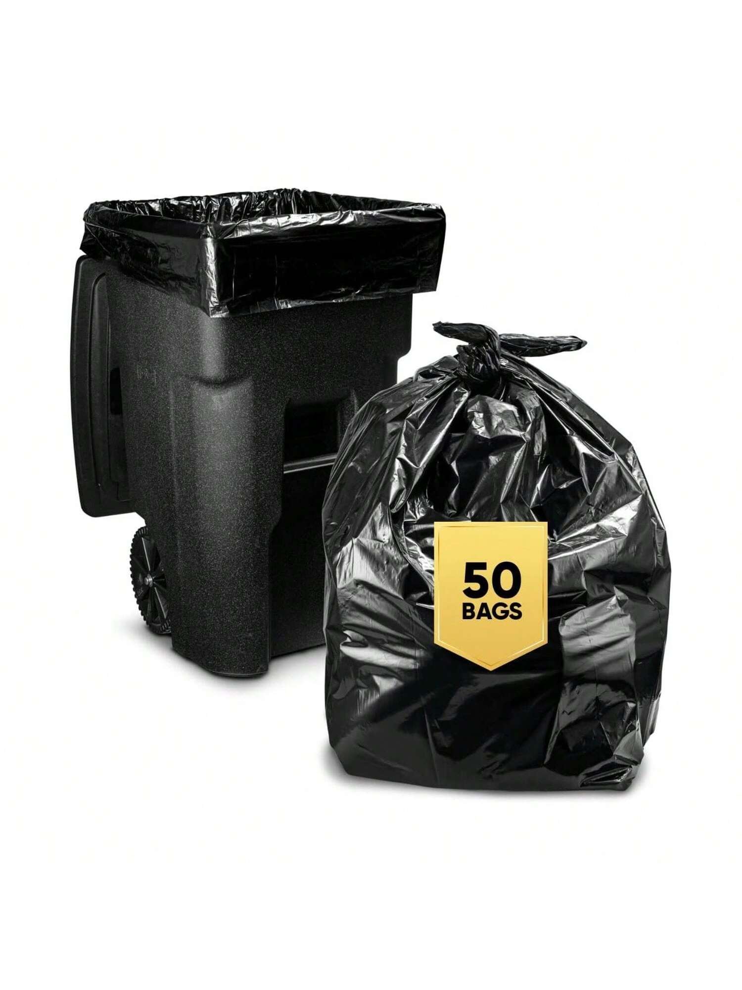 95-96 Gallon Trash Bags 50/Bags w/Ties, Wholesale Large Black