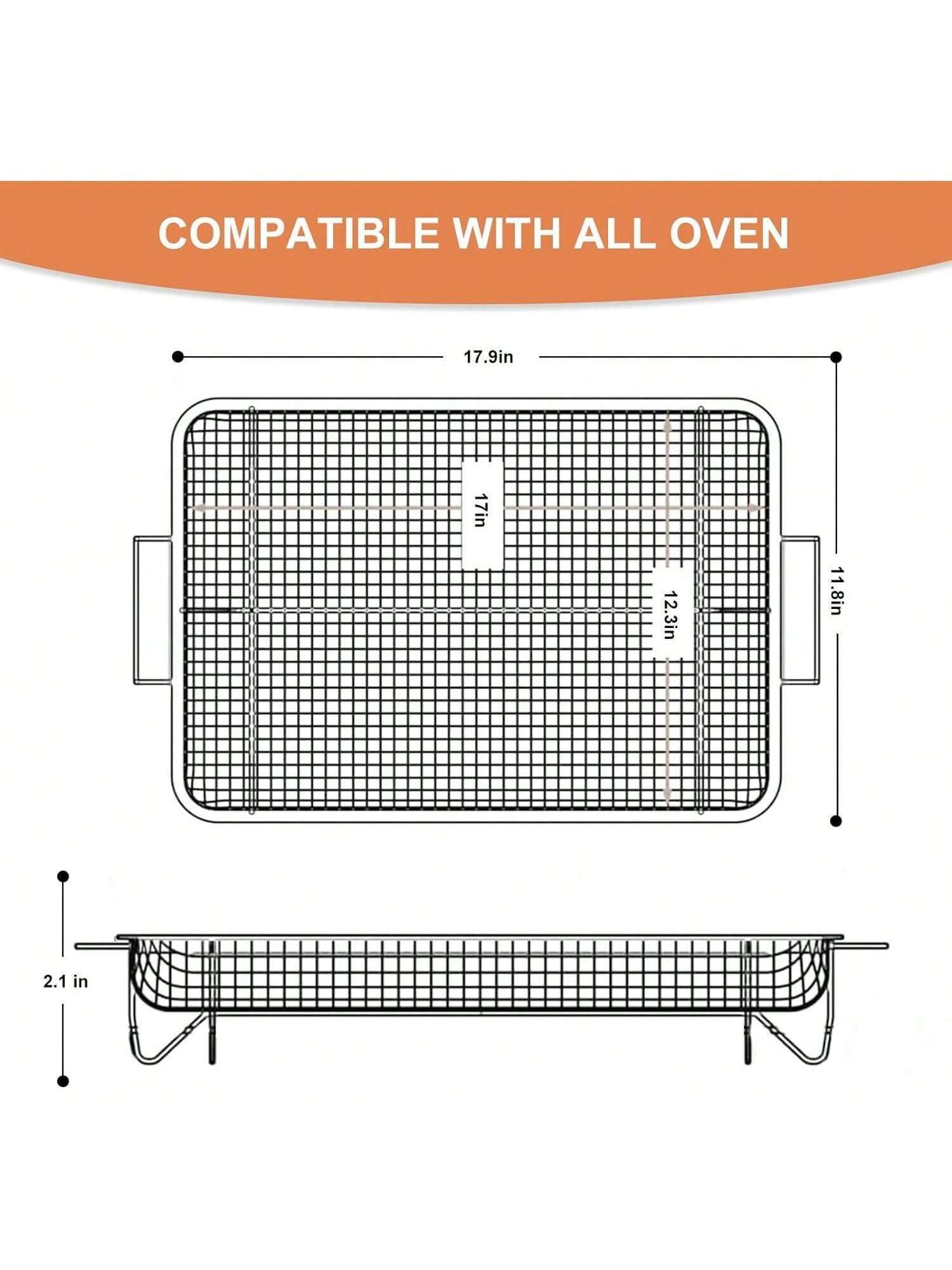 Air Fryer Basket For Oven, 12.8 X 9.6 Stainless Steel Crisper