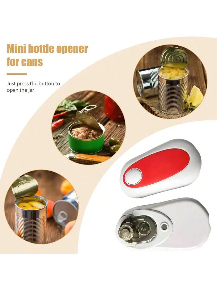 1pc Red Automatic Electric Can Opener Battery Operated Kitchen Gadget