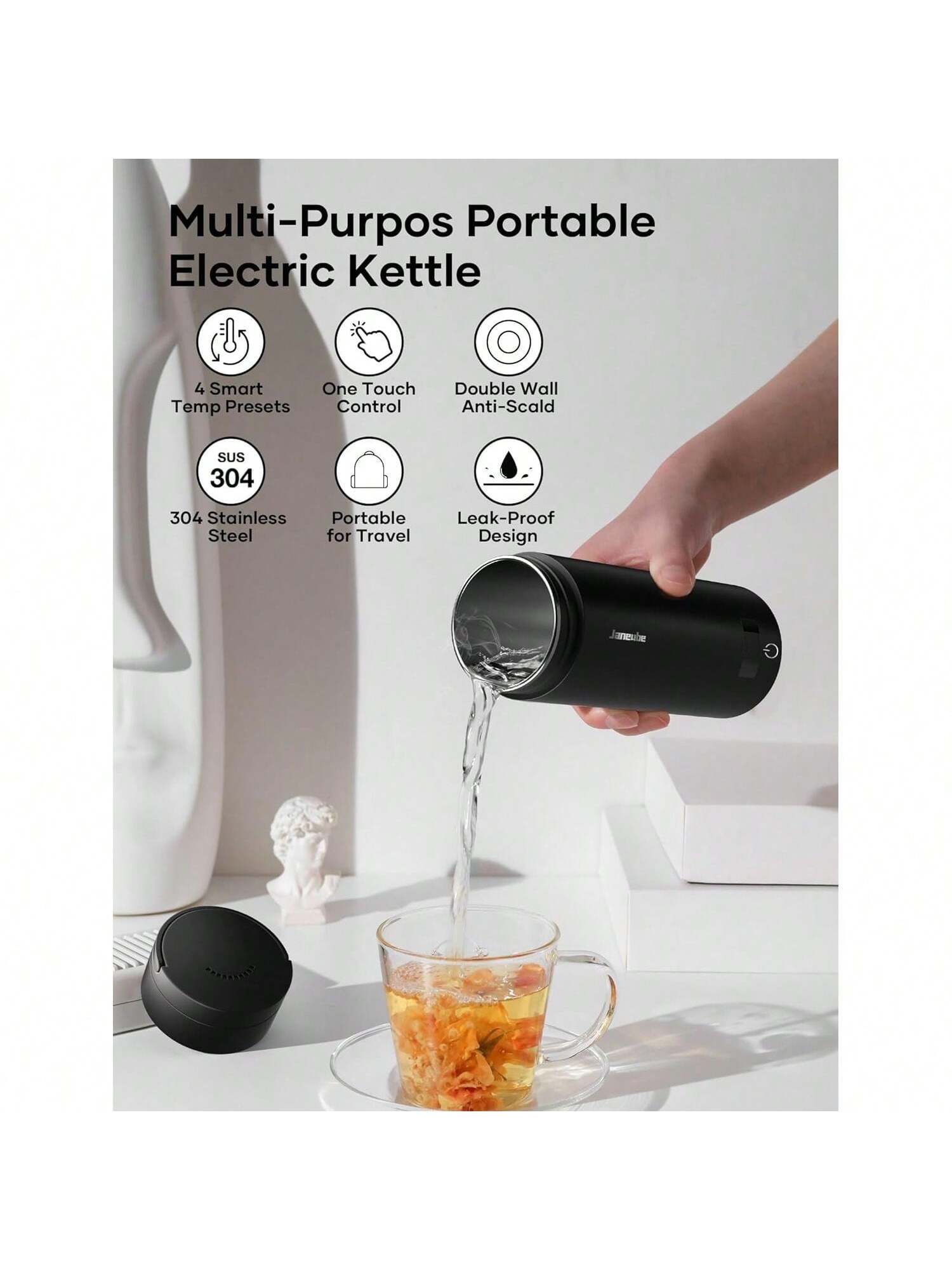 Travel Electric Tea Kettle Portable Small Mini Coffee Kettle with