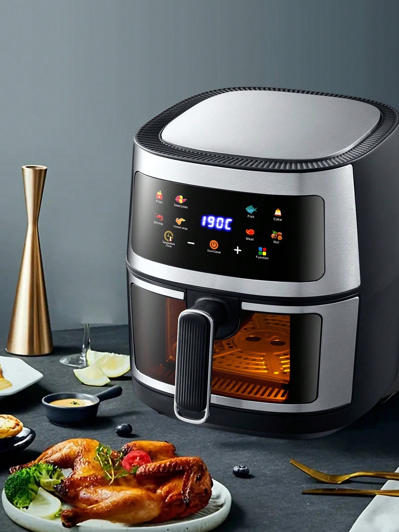 1PC 5L Large Capacity Smart Air Fryer With Touch Digital Screen Controls  Multi-function Oven