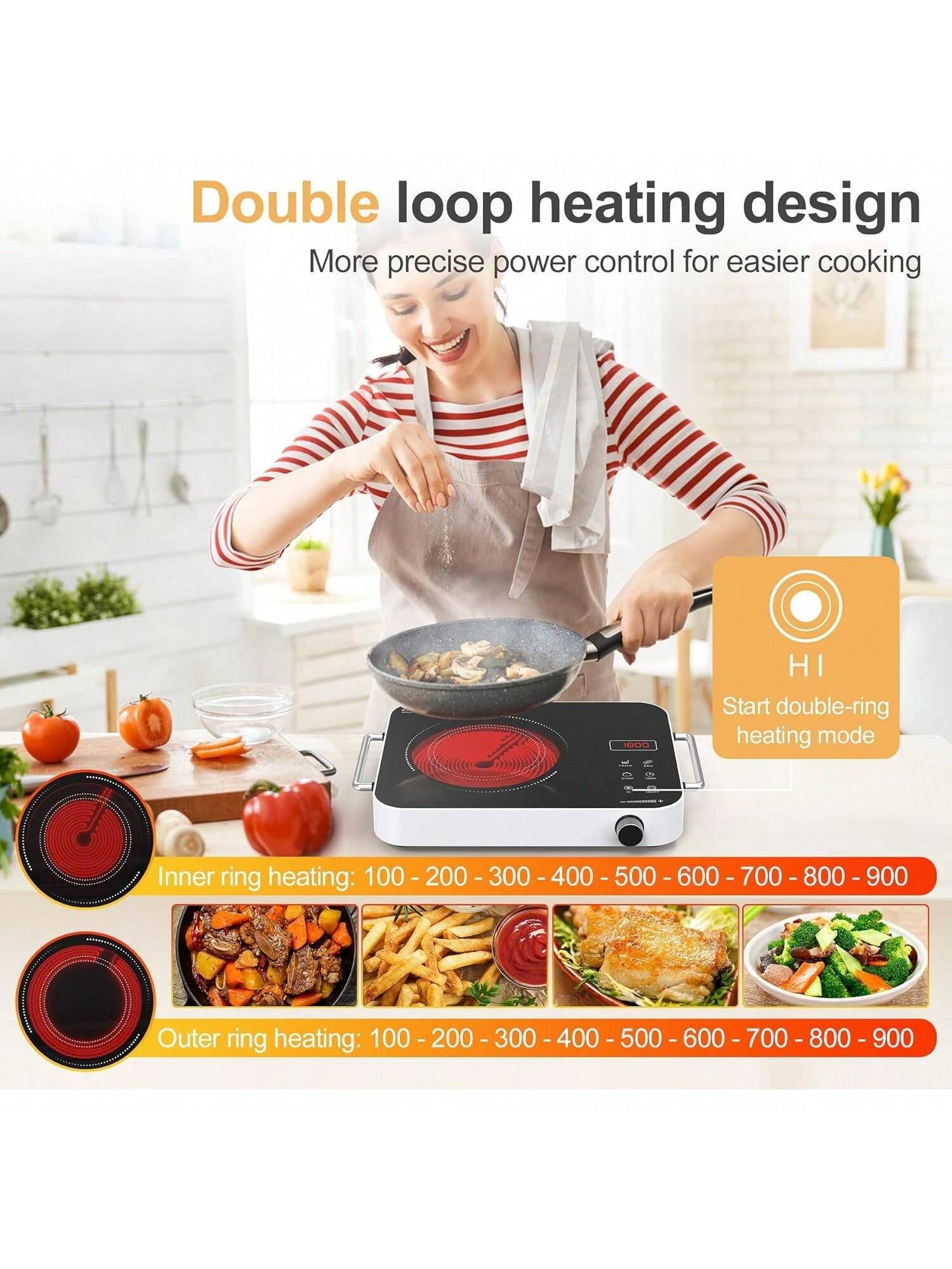 YONGSTYLE Double Hot Plate Electric Ceramic plate,1800W Infrared