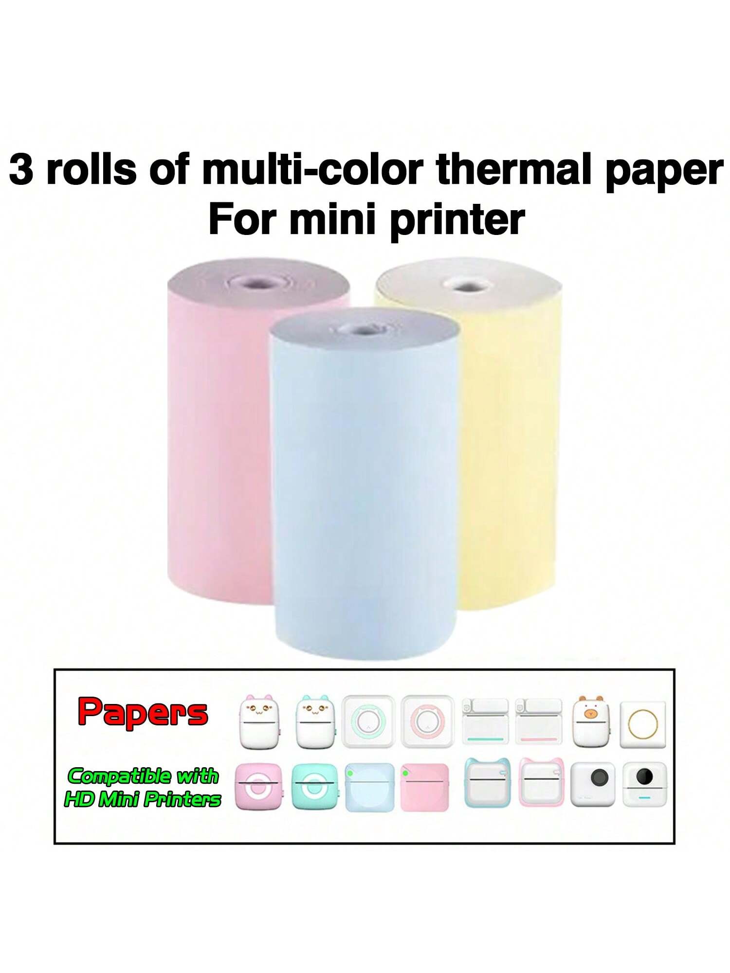 Mini Multicolor Printing Paper 57mm Wide Color Continuous Paper Self-A –  vacpi