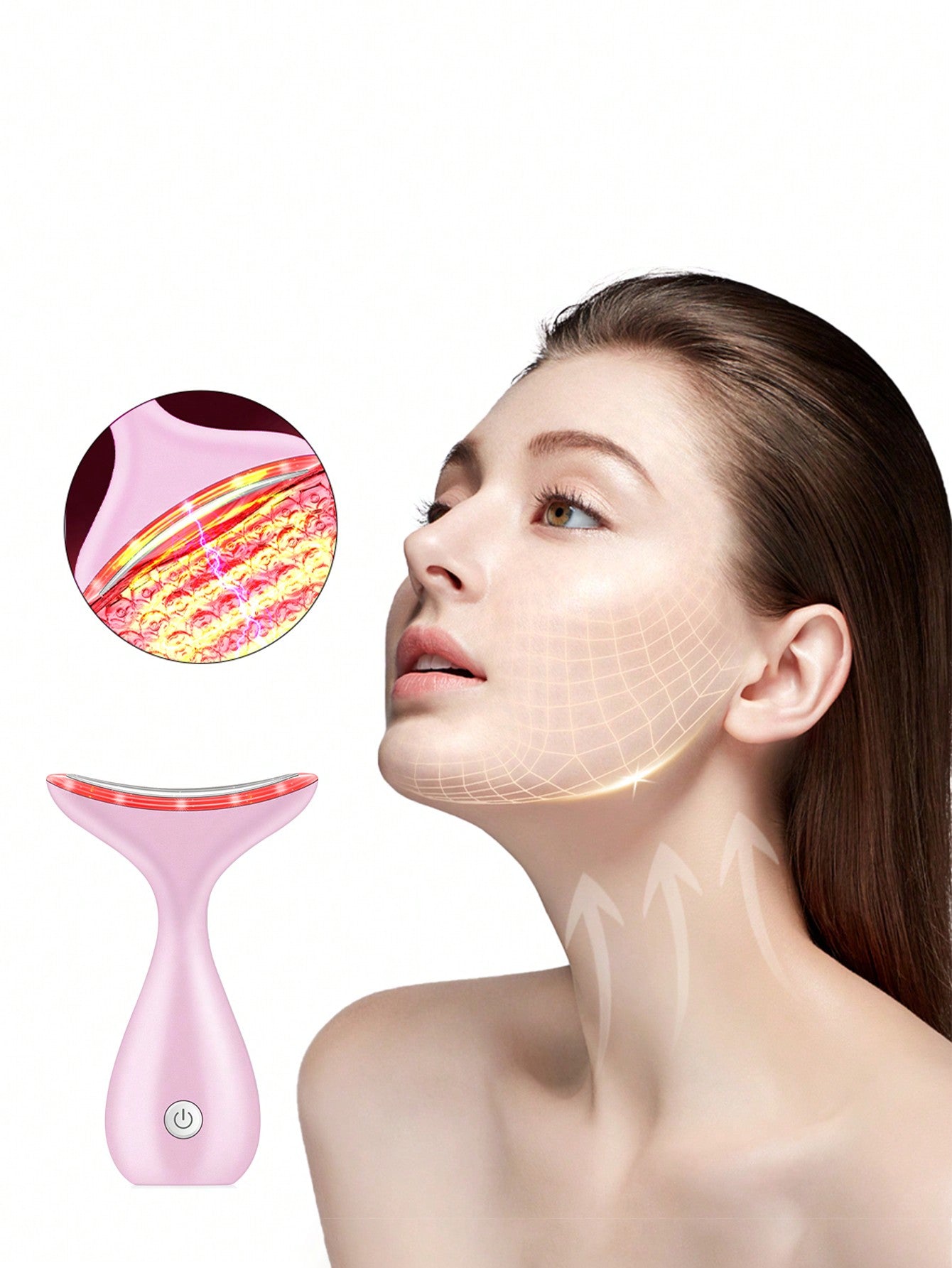 1 Firm And Tender Skin, Smooth Wrinkles, Double Chin Lifting Tool, Skincare Facial Massager, Neck Beauty Device-Pink-1