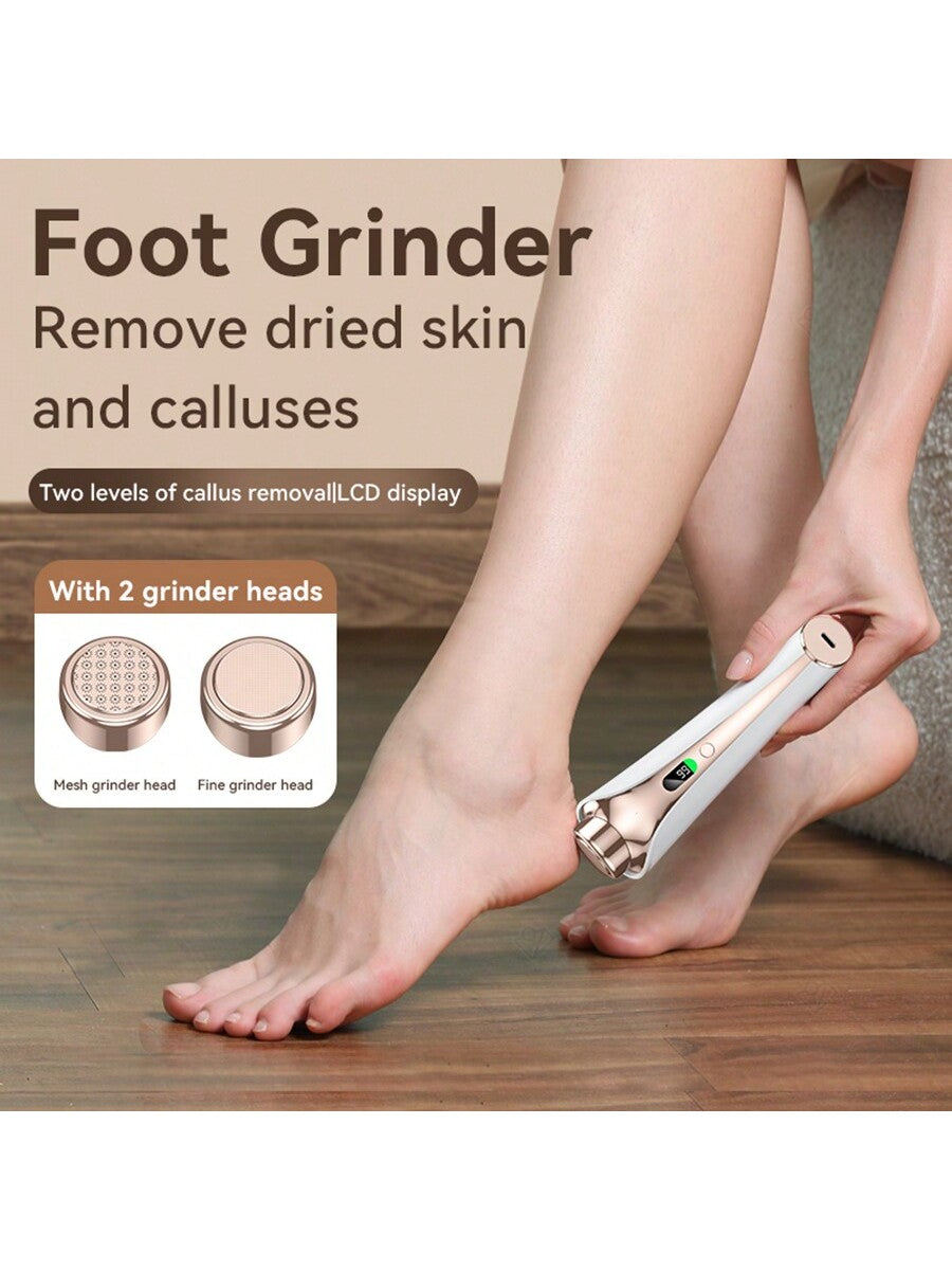 1 Electric Foot Grinder With Display Screen; Glass Grinding Head, Quickly Removes Calluses, And Has A Longer Service Life; Silent Design, Noise Free Motor With Strong Power And Long Service Life; Two Adjustable Speeds; 360 Degree Horizontal Rotation;-White-2